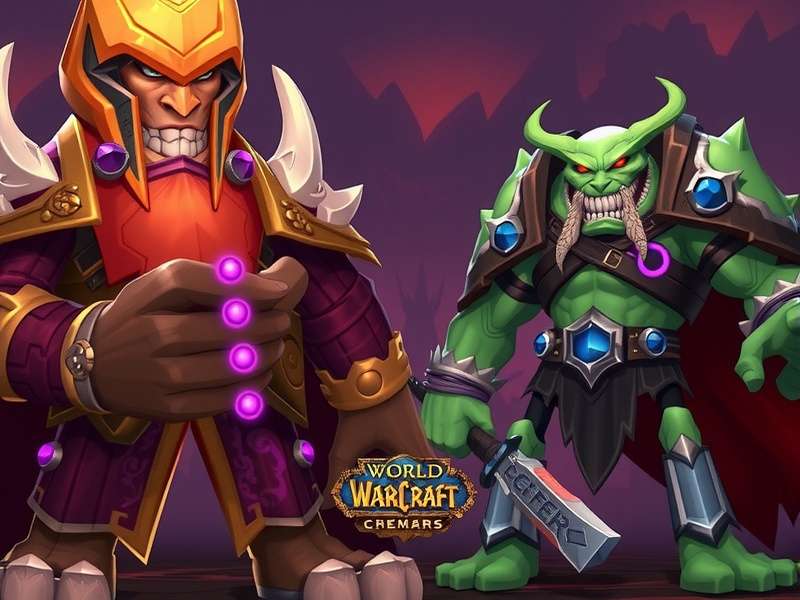 Epic battle between Arthas the Lich King and Illidan Stormrage in World of Warcraft