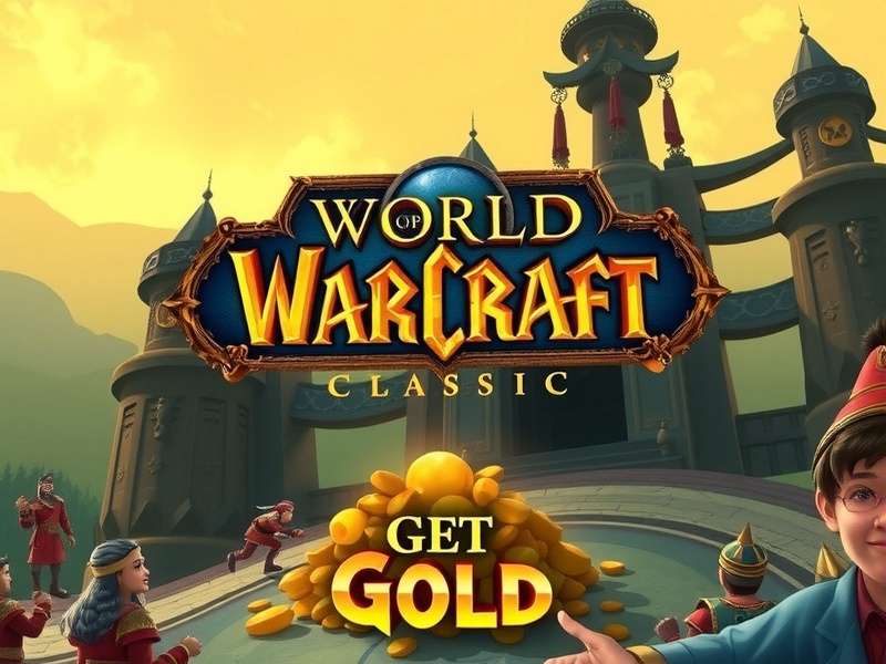 World of Warcraft Classic Season of Discovery character surrounded by gold coins and rare items