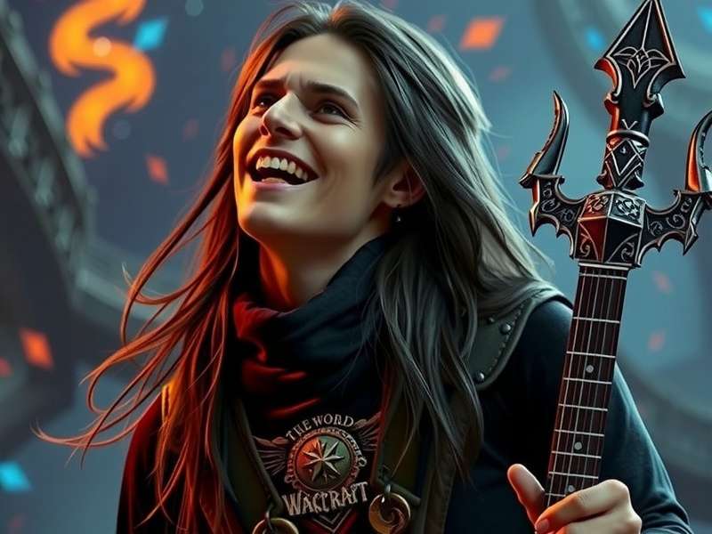 Ozzy Osbourne themed World of Warcraft artwork with guitar and dragon