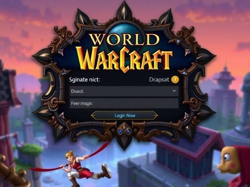 World of Warcraft login screen with character selection