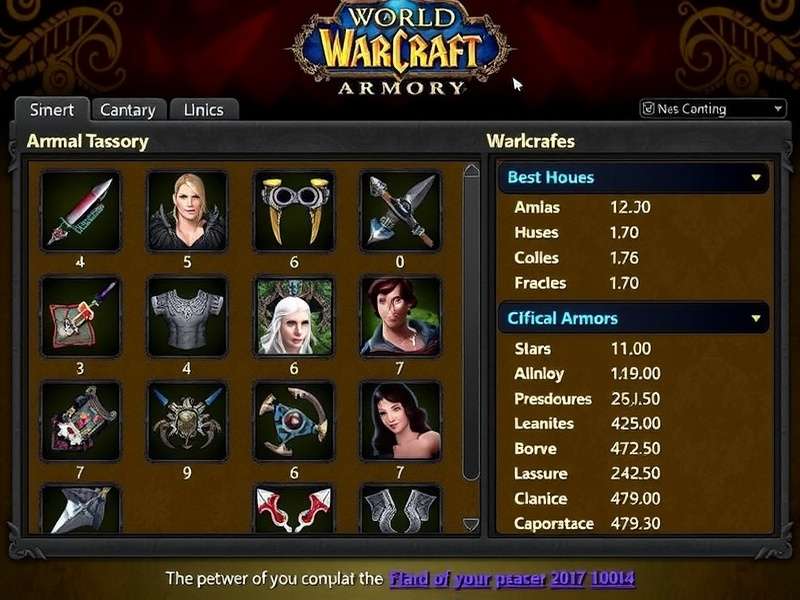 World of Warcraft Armory Interface showing character statistics and gear