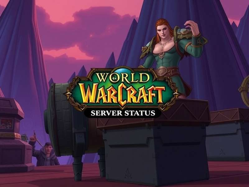 World of Warcraft gaming setup with multiple monitors showing server status