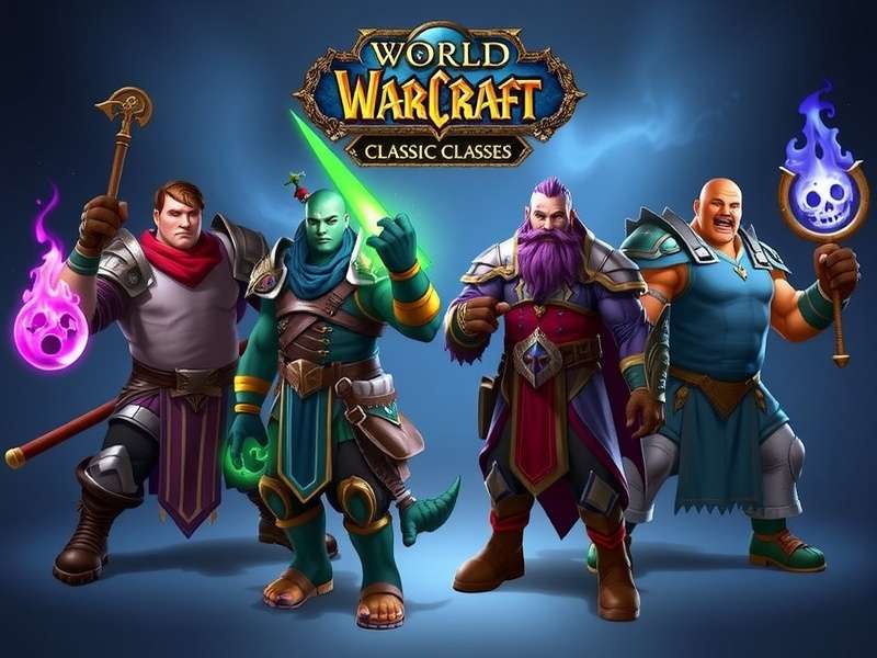 World of Warcraft Classic classes collage showing all 9 class icons
