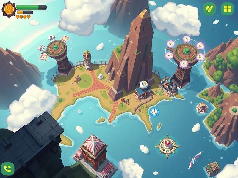 Epic landscape of Azeroth with floating continents and ancient architecture