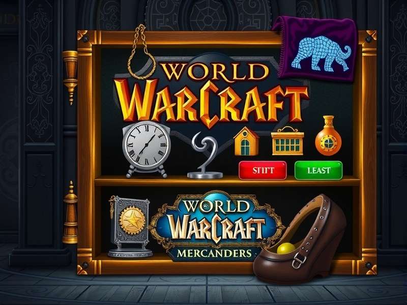 World of Warcraft merchandise collection featuring statues, apparel, and accessories