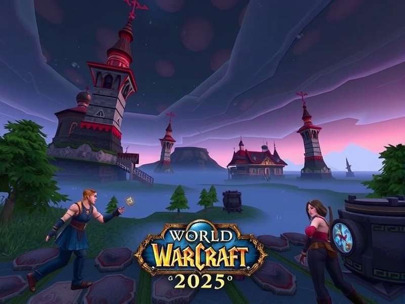 Epic World of Warcraft 2025 landscape with ancient ruins and glowing magic