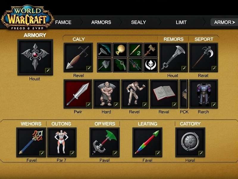World of Warcraft Armory Search interface showing character inspection and gear overview
