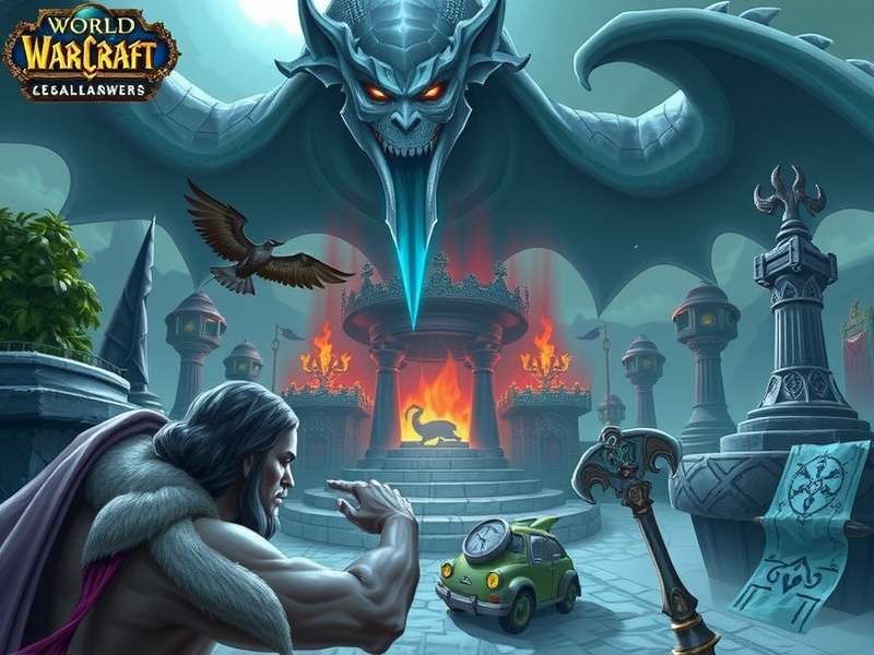 Warcraft movie poster scene with orcs and humans in epic battle