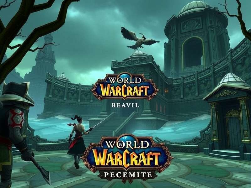 World of Warcraft epic landscape of Azeroth with Alliance and Horde symbols