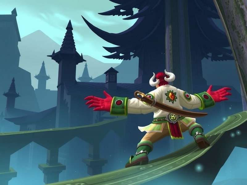 Mists of Pandaria Classic — The Jade Forest landscape with ancient temples and cherry blossoms